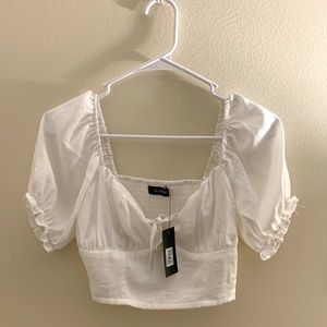 Glassons white puff sleeve top